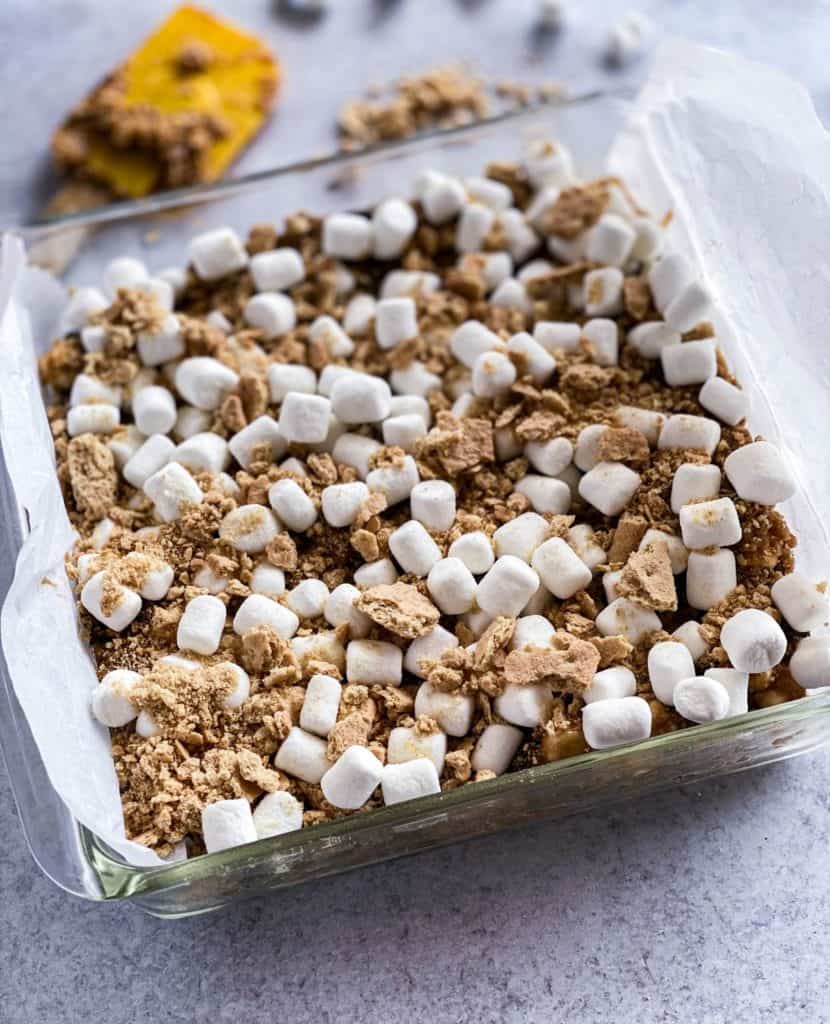easy s'mores bars before they are baked.