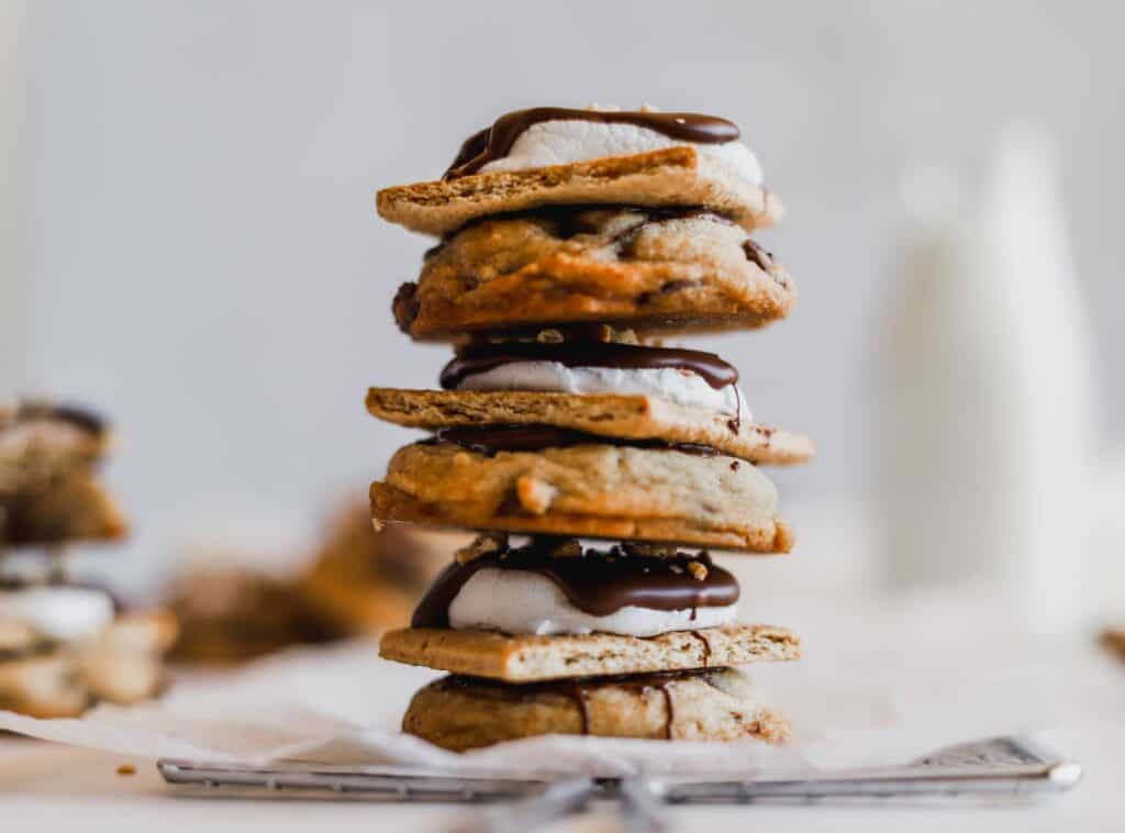 A stack of best S'mores Chocolate Chip Cookies.