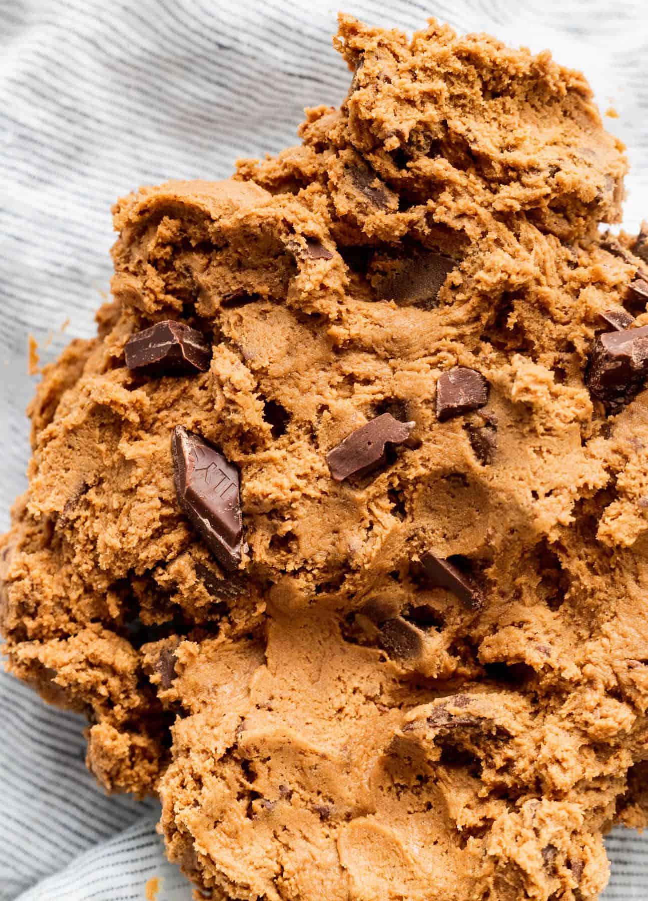 Gingerbread dough with chocolate chunks.