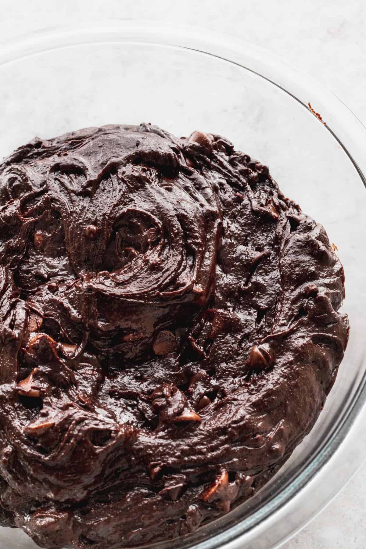 Brownie batter in a bowl.