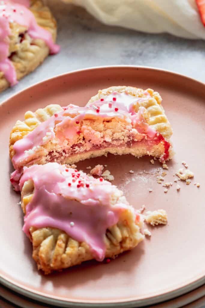 Strawberry hand pies cut into.
