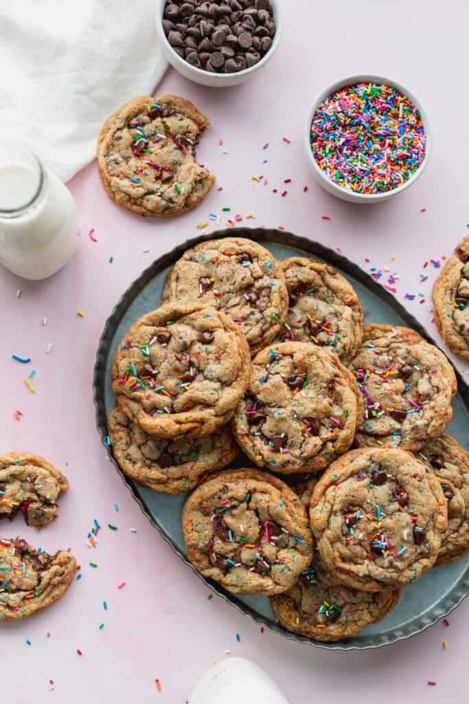 Cookies in a metal tin.