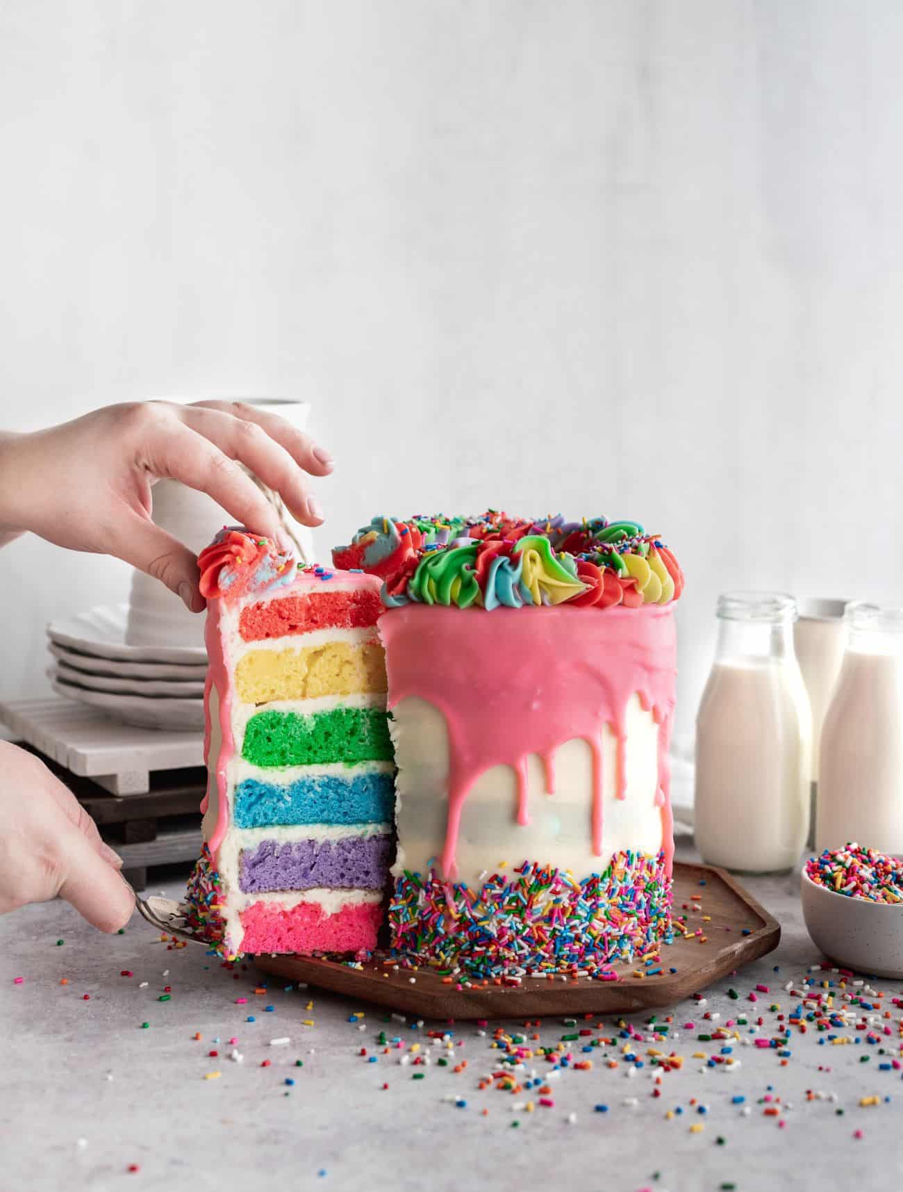 rainbow cake with german buttercream recipe -- sky-girl's fifth birthday!  :: story of a kitchen