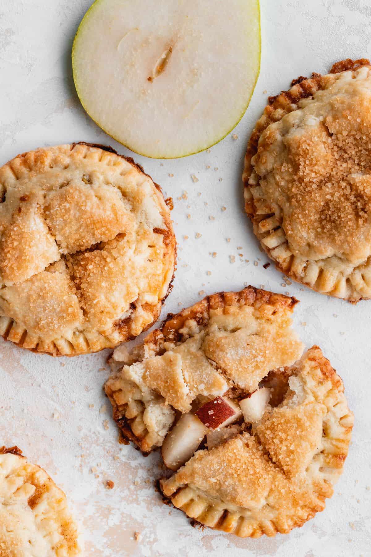 Broken pear turnovers.