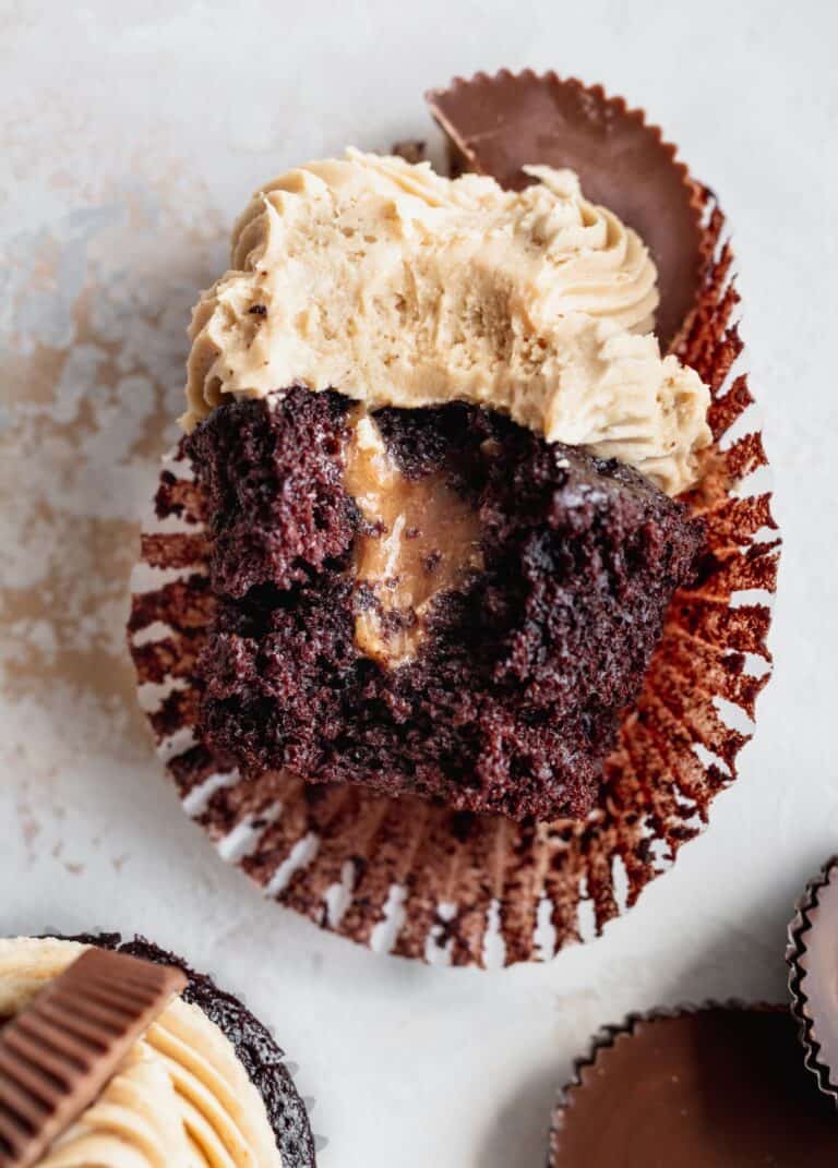 Chocolate Peanut Butter Filled Cupcakes - Stephanie's Sweet Treats