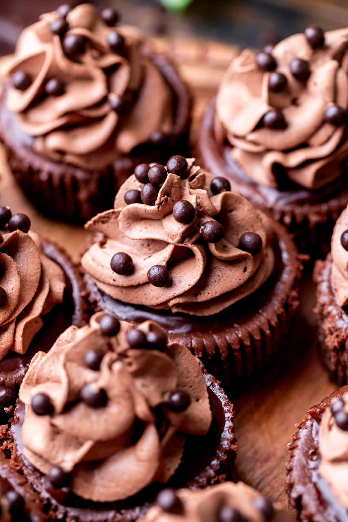 Side view of cheesecakes.