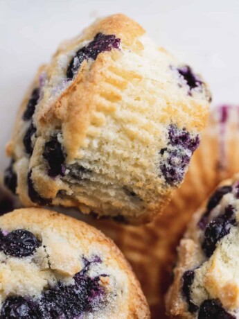 Top view of jumbo blueberry muffins,