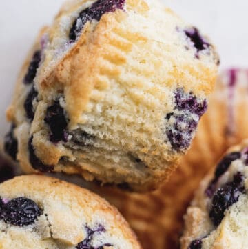 Top view of jumbo blueberry muffins,