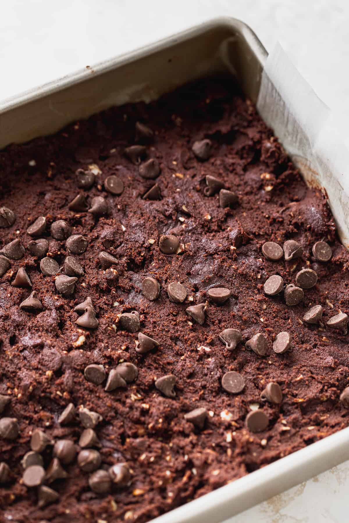 Cookie dough in the pan.