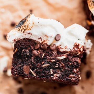 Top view close up of rocky road cookie bars.