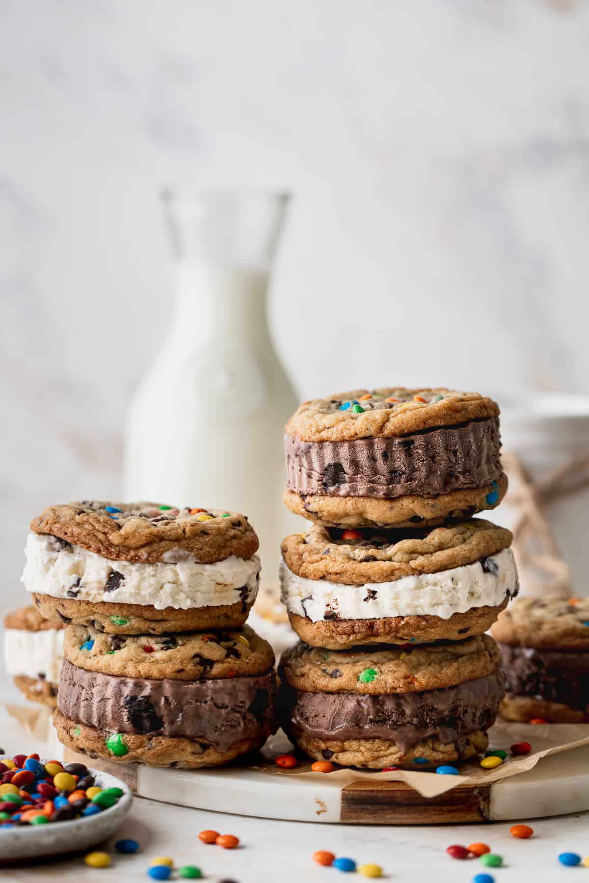 Stack of cookies on platter.