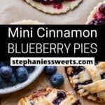 Pinterest pin for mini blueberry pies