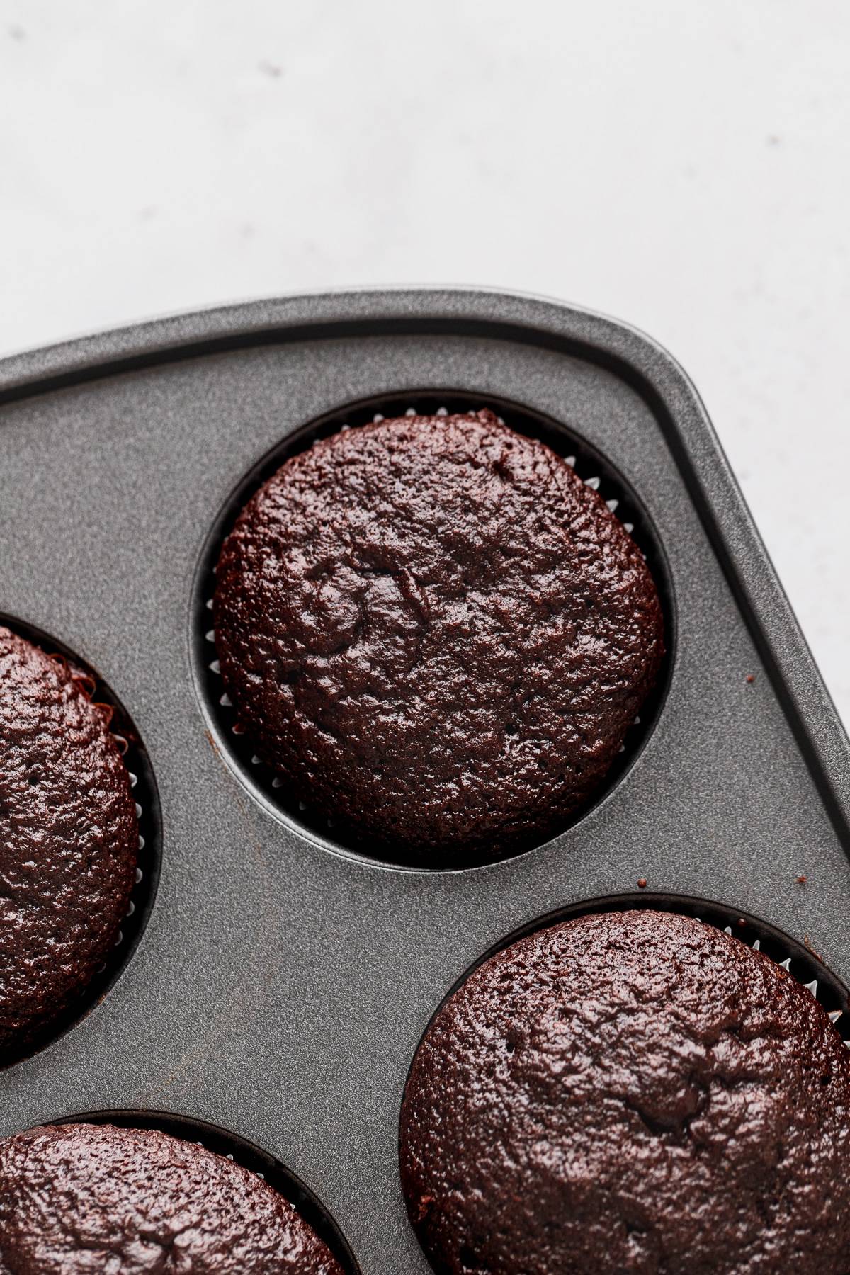 Baked cupcakes in tin.