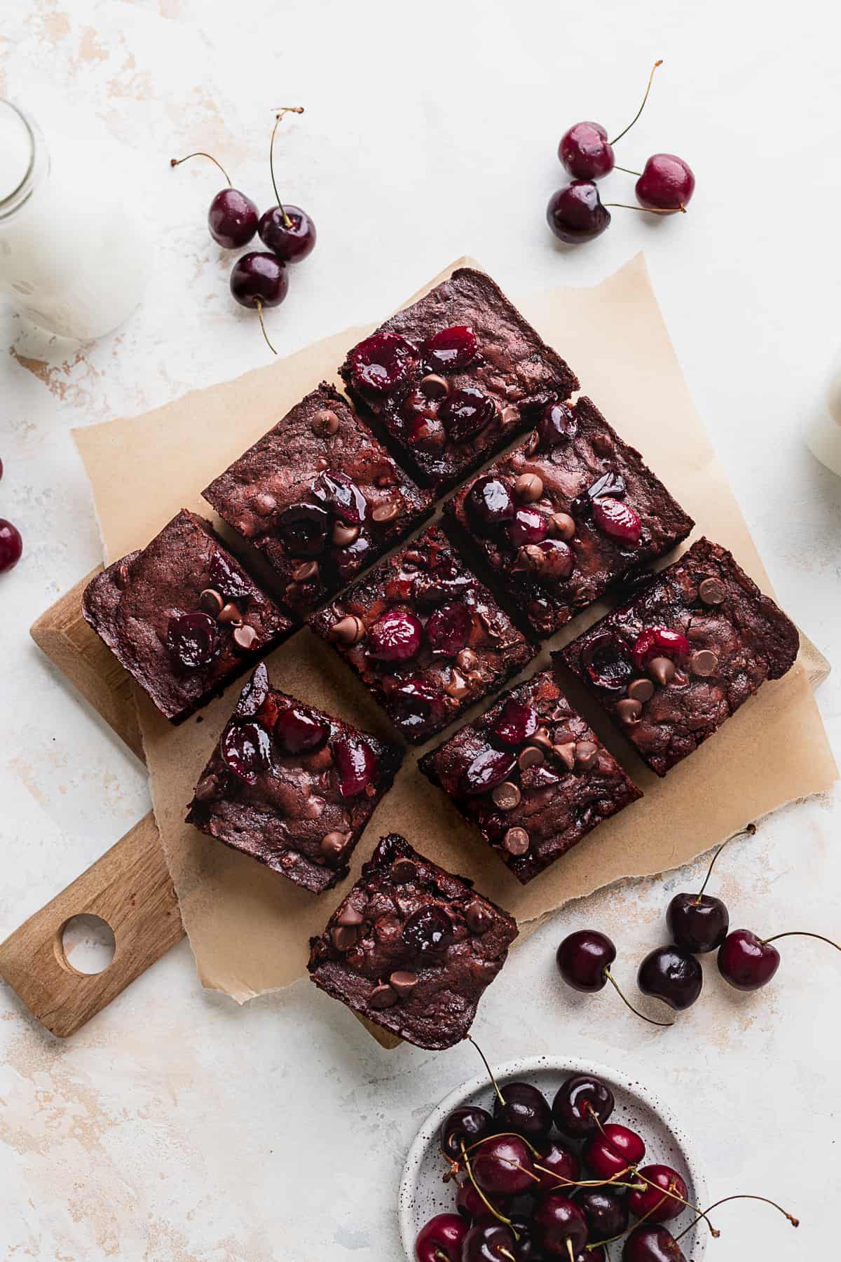 Brownies on a cutting board.