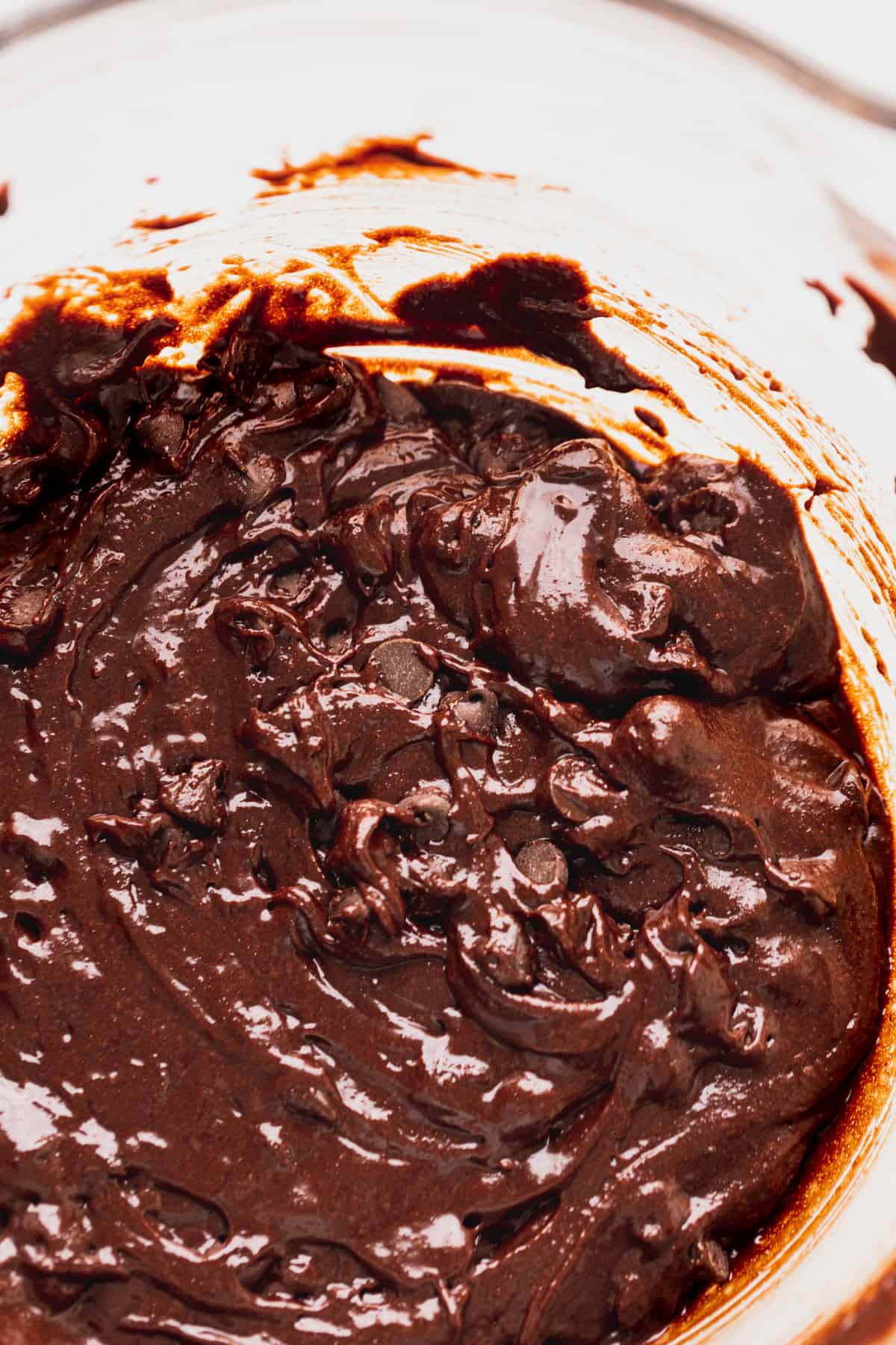Brownie batter with chocolate chips.