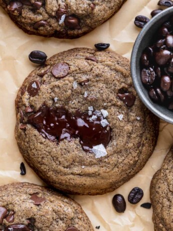 Cookies on parchment paper.