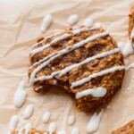 Bite missing from pumpkin oatmeal cookies.