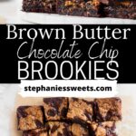 Pinterest pin for brown butter brookie bars.