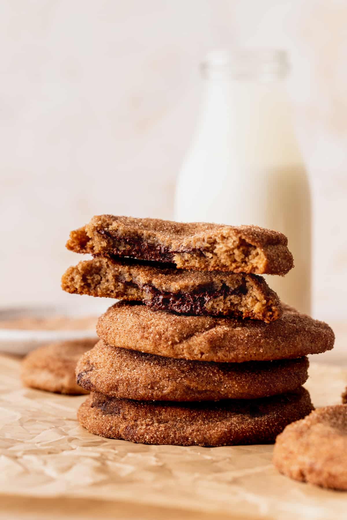 Stack of churro cookies.