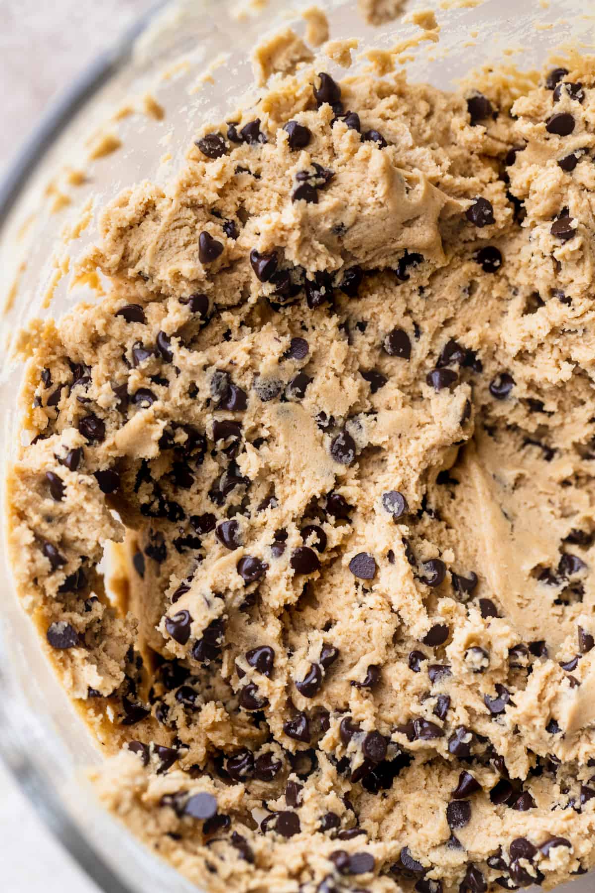 Cookie dough in a glass bowl