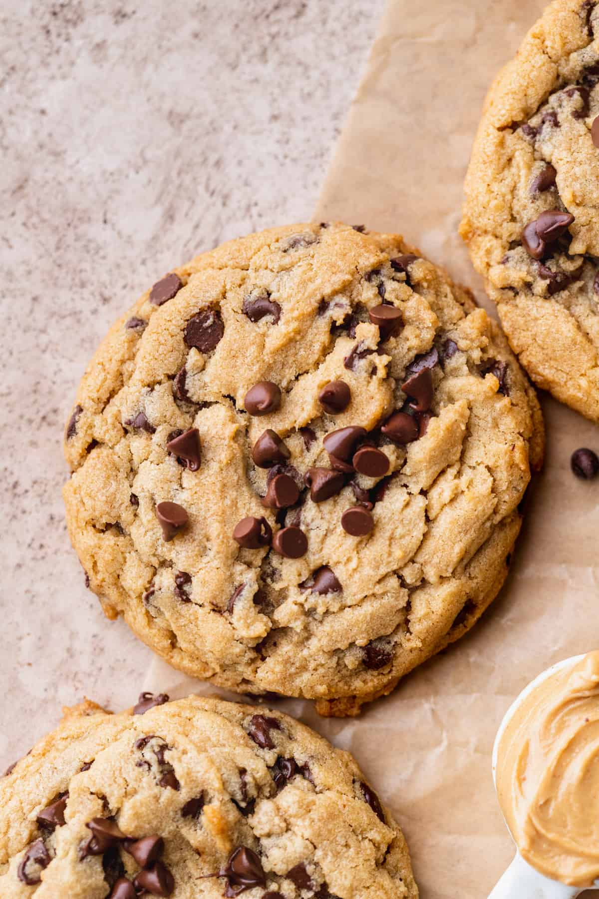 1 cookie with mini chocolate chips on top.