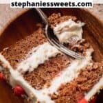 Pinterest Pin for apple toffee layered cake.