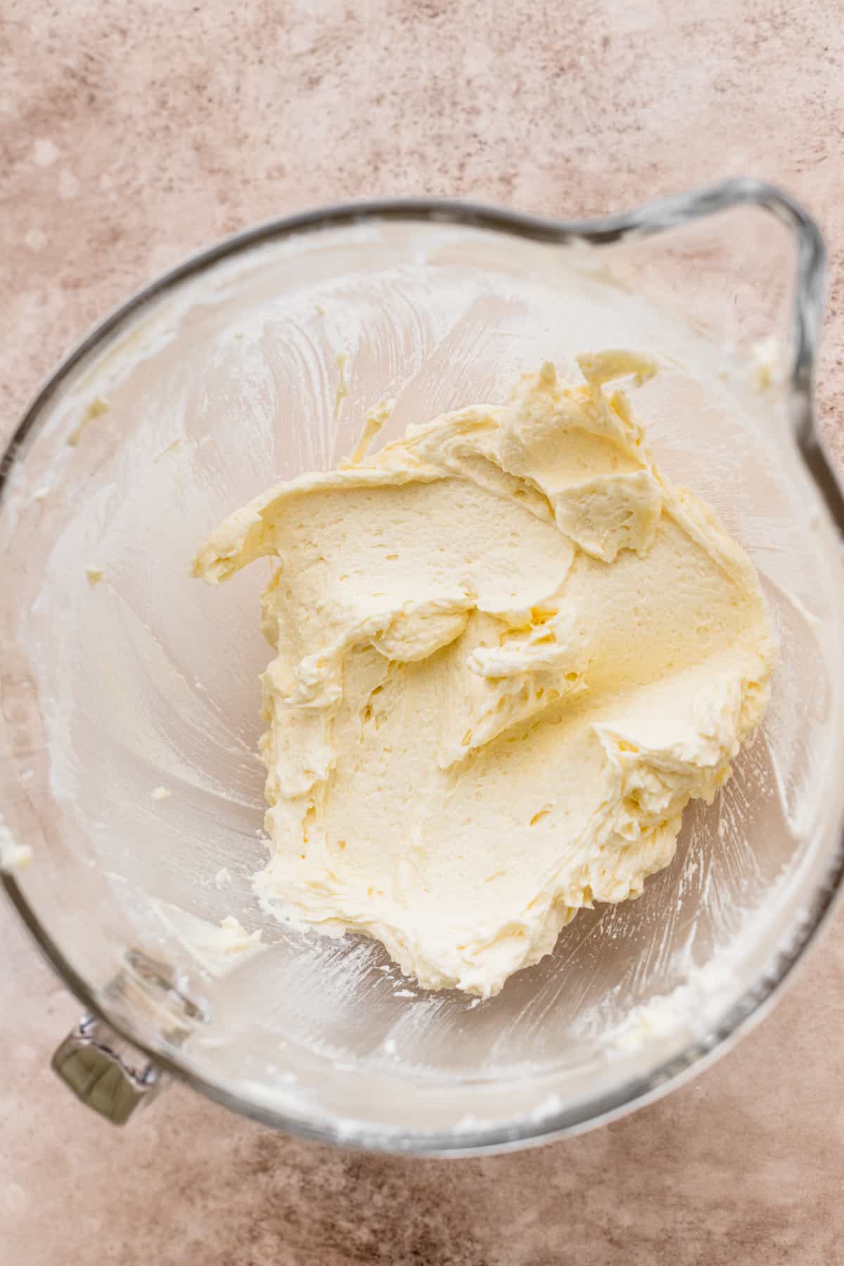 Creamed butter in a bowl.