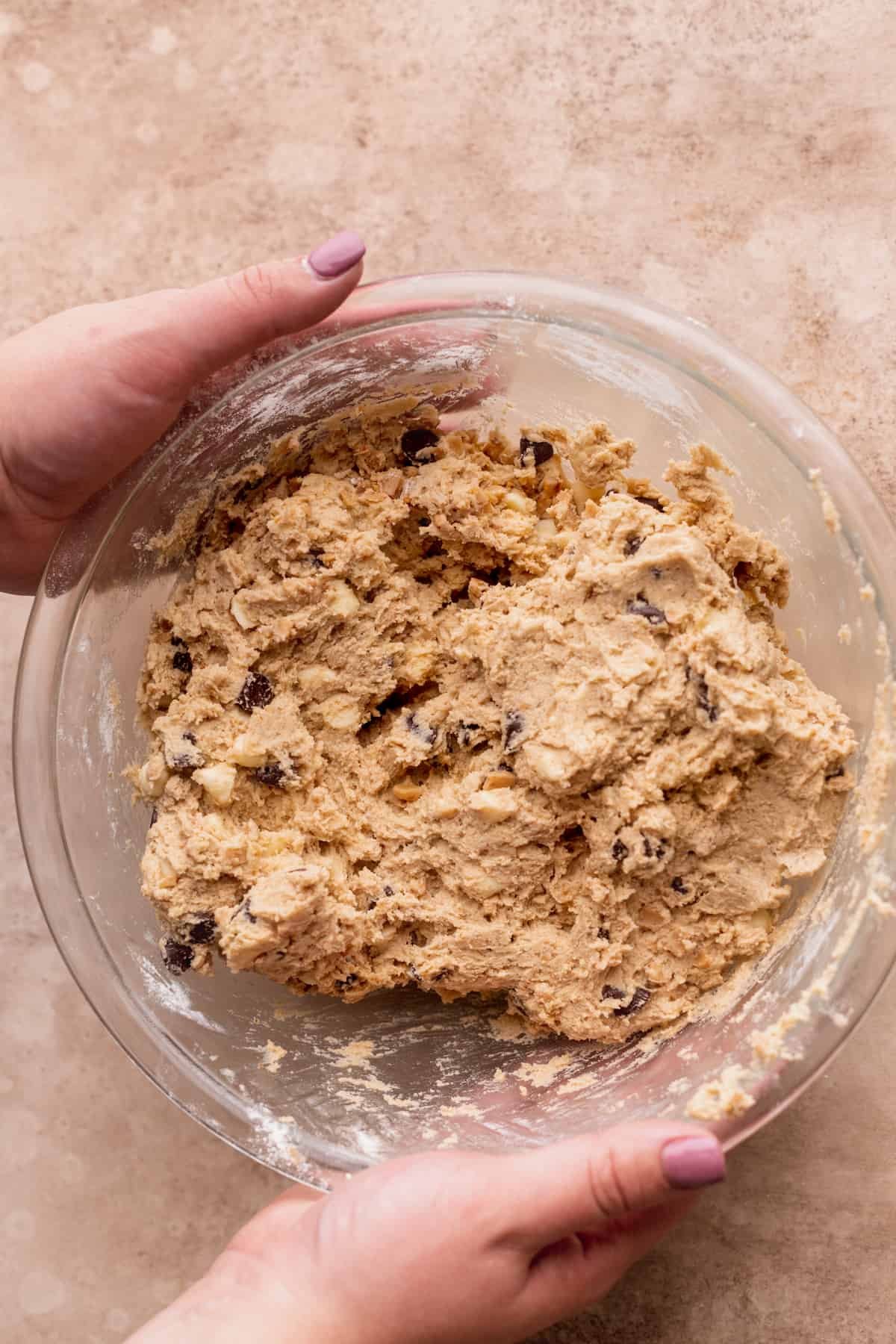 Cookie dough in a glass bowl