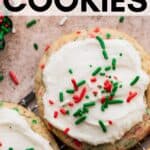Pinterest pin for christmas sprinkle cookies.
