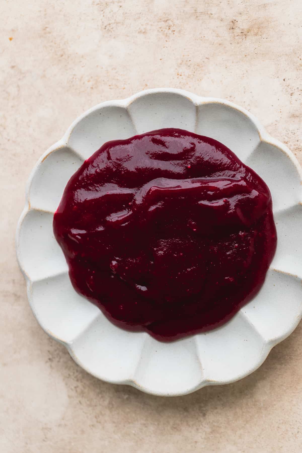 cranberry sauce on a plate.