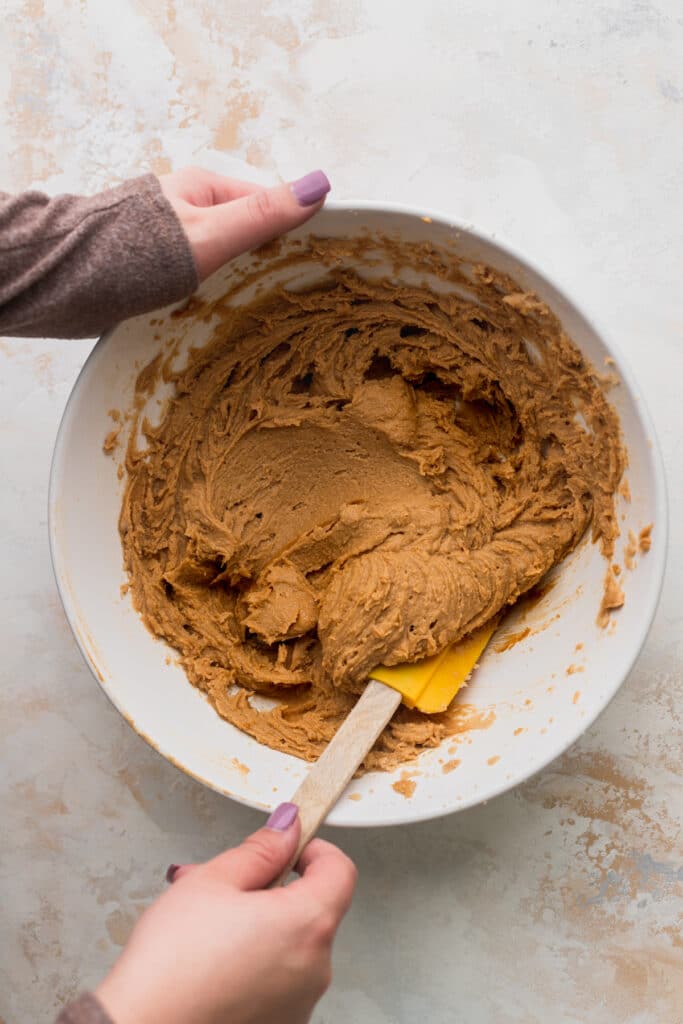 Mixed butter and cookie butter in a bowl.