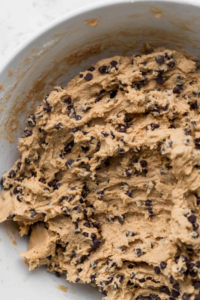Cookie dough in a glass bowl
