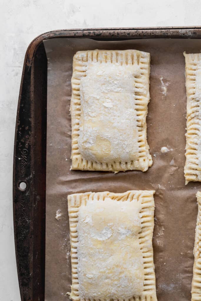 Puff pastry on a cookie sheet,