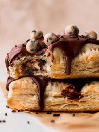 Stack of chocolate cookie dough pop tarts.