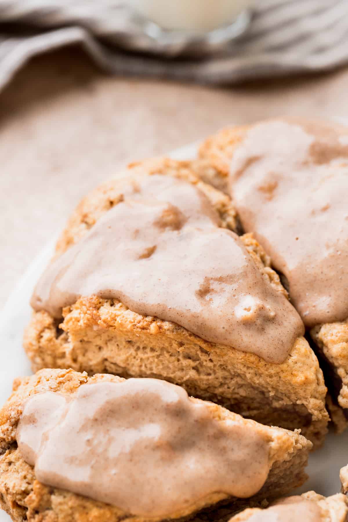 Scones with glaze on top.