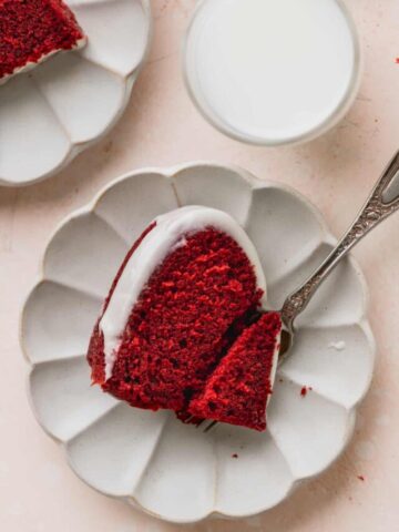 Slice of cake on a plate.