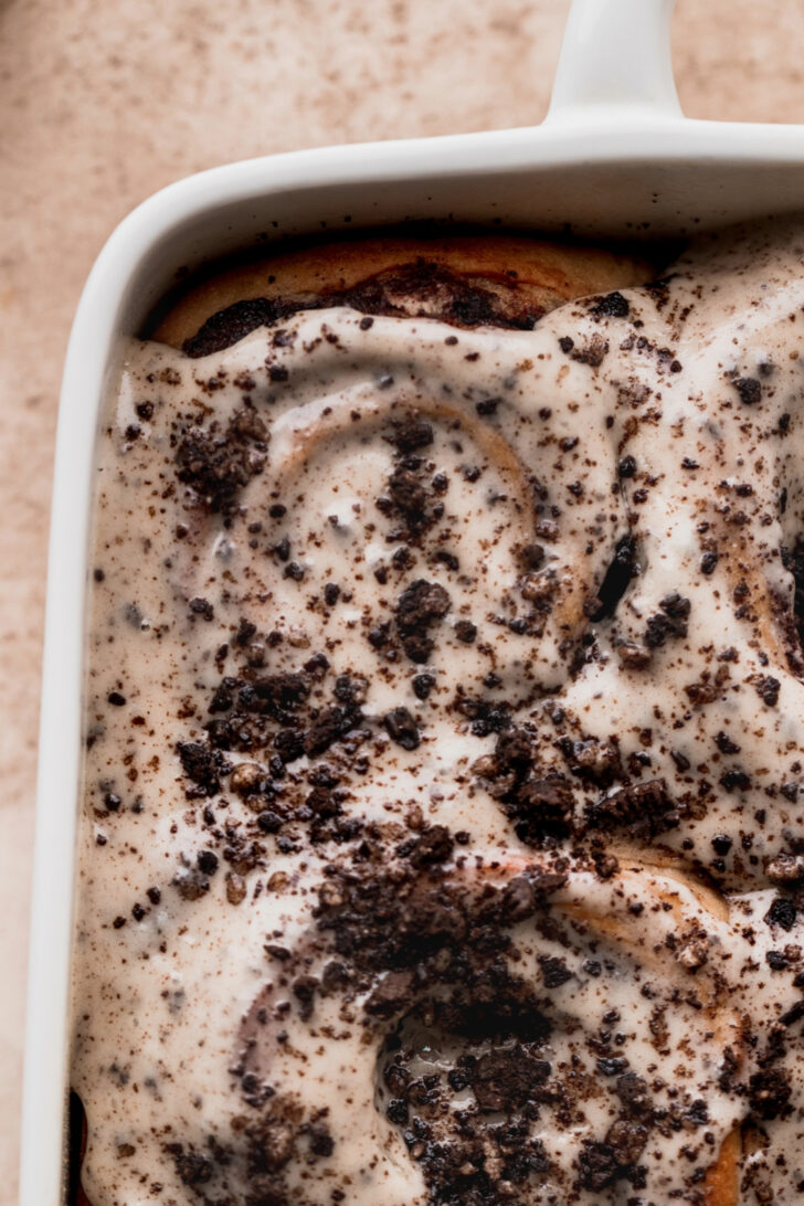 Top view of Oreo cinnamon rolls.