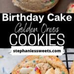 Pinterest pin for birthday cake cookies.