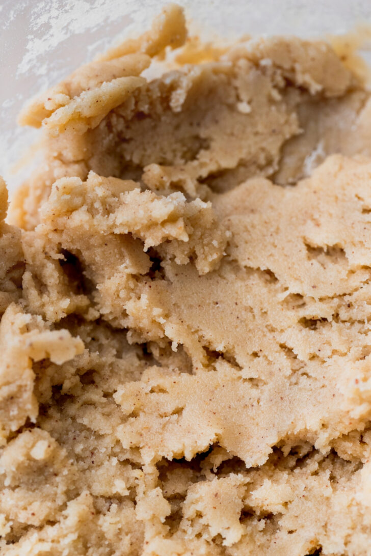 Cookie dough in a bowl.