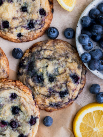 Top view of lemon blueberry cookies.