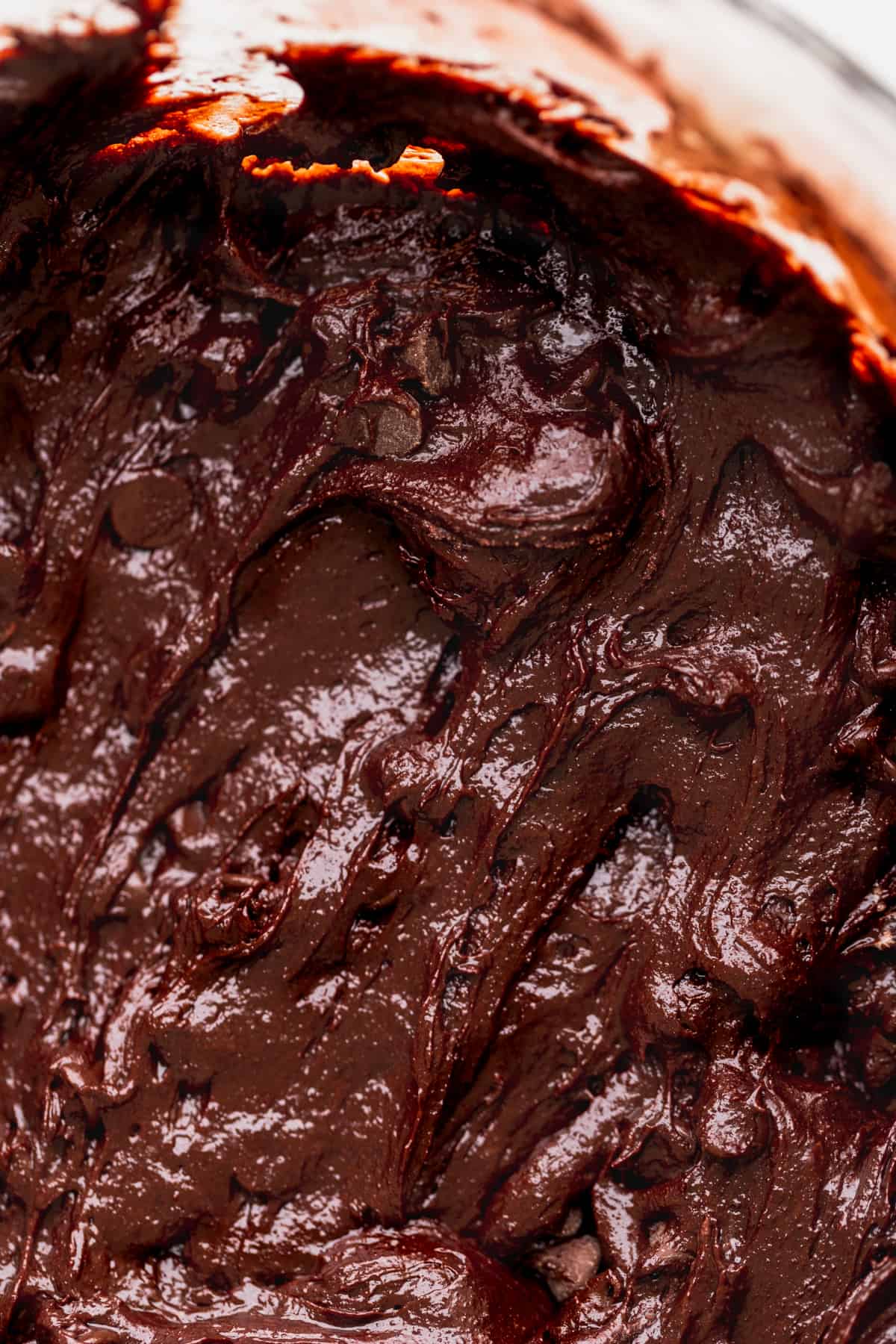 Close up of brownie batter.