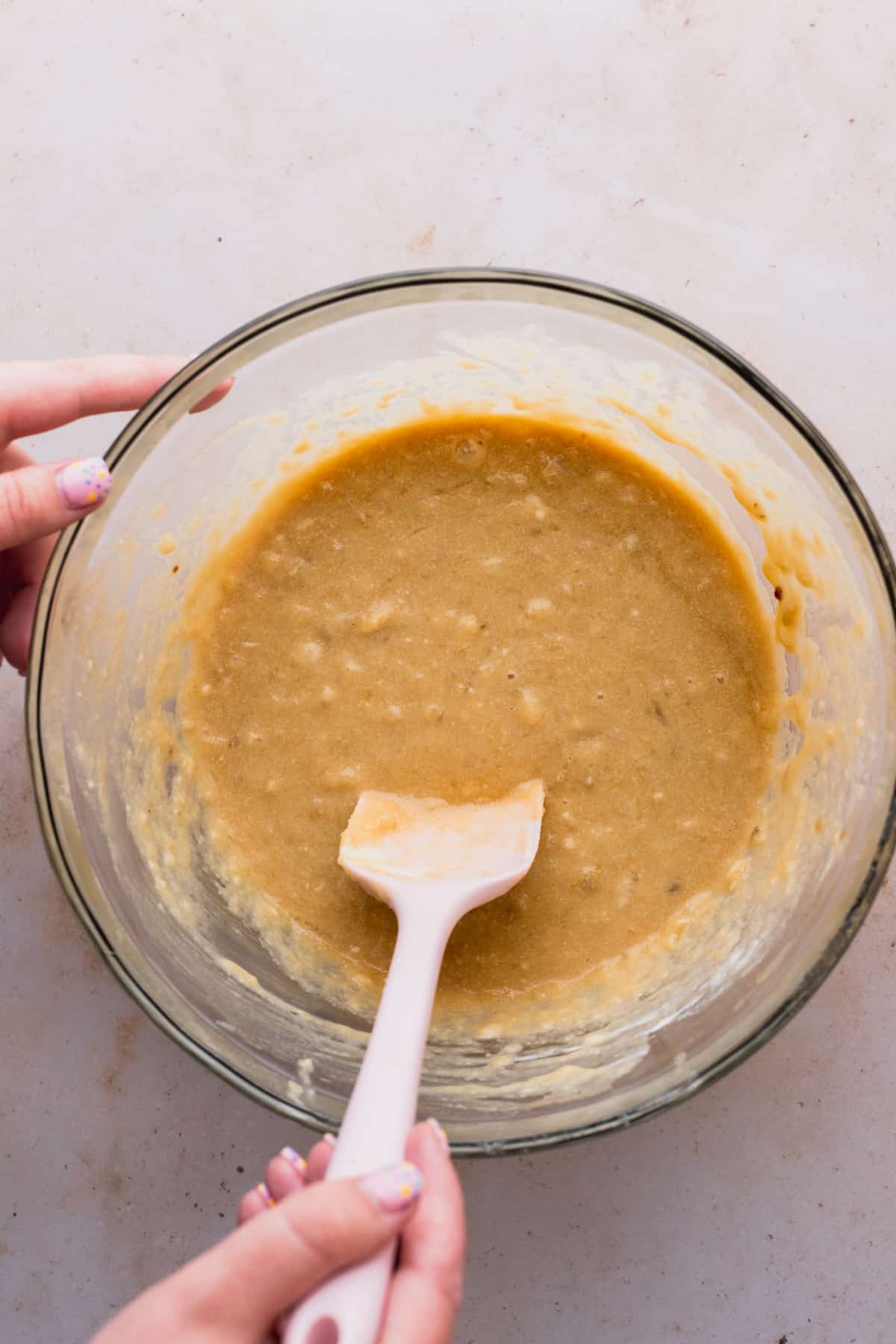 Wet ingredients in a bowl.