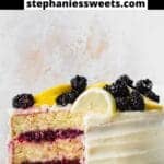 Pinterest pin for lemon blackberry cake.