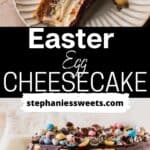 Pinterest pin for Easter egg cheesecake.