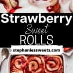 Pinterest pin for strawberry rolls.
