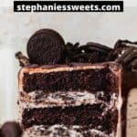 Pinterest pin for cookies and cream cake.