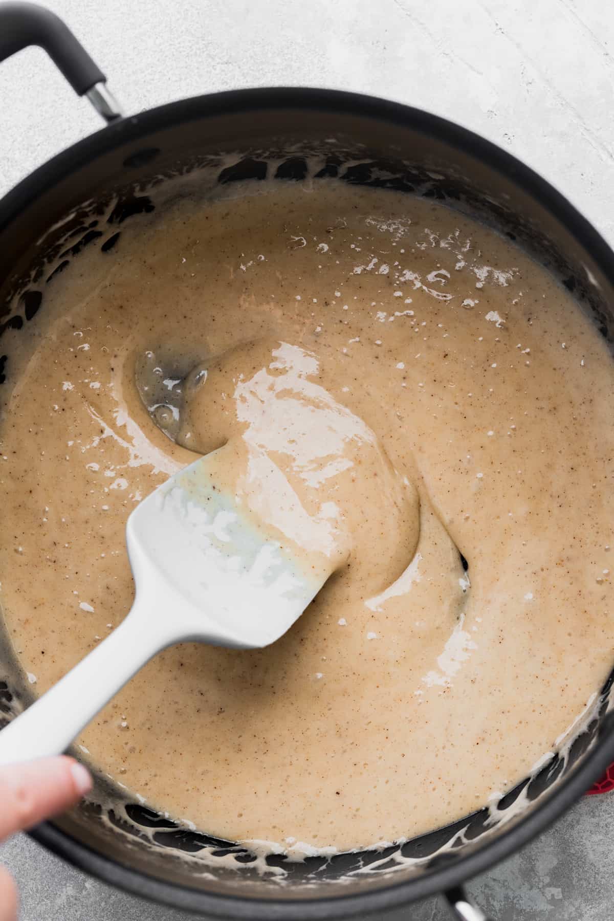 Melted marshmallows in a pot.