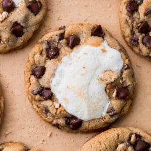 S'mores cookie on parchment paper.
