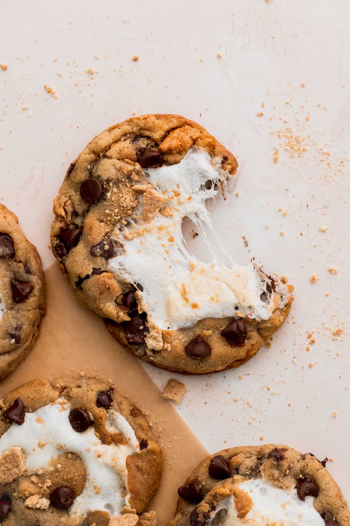 One cookie split in half.