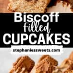 Pinterest pin for Biscoff cupcakes.